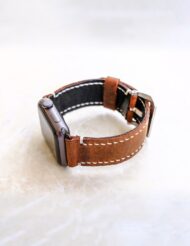 Hand Stitched Leather Apple Watch Band Brown - Image 4
