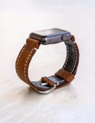 Hand Stitched Leather Apple Watch Band Brown - Image 2