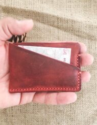 Minimal Red Leather Pocket Credit Card Holder