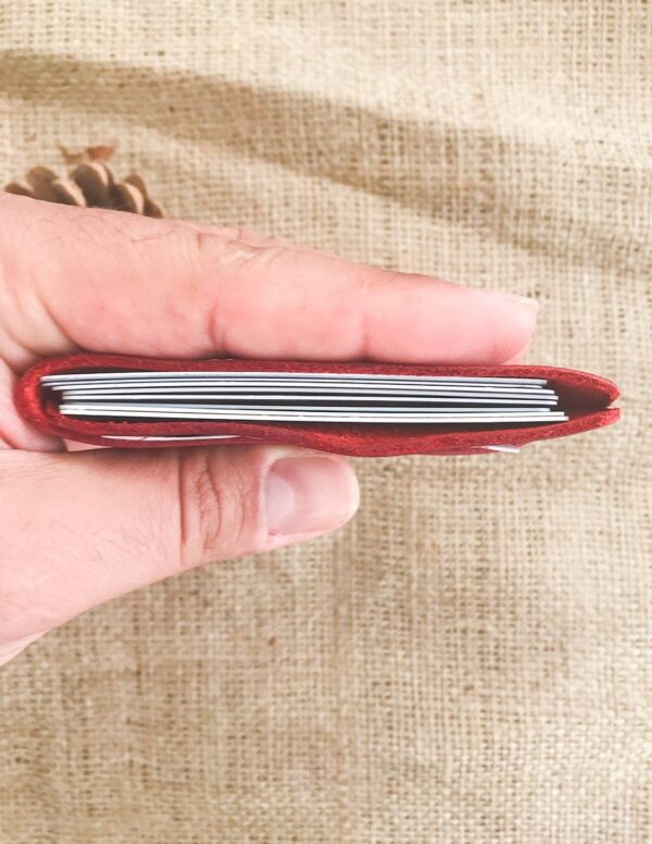 Minimal Red Leather Pocket Credit Card Holder