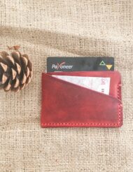 Minimal Red Leather Pocket Credit Card Holder