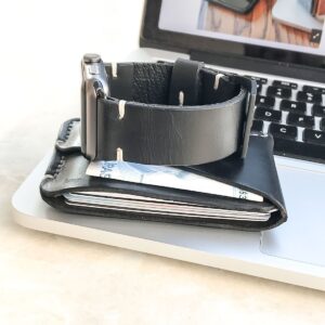 Minimal Black Leather Pocket Credit Card Holder