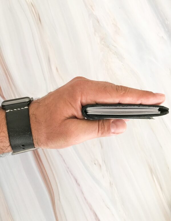 Minimal Black Leather Pocket Credit Card Holder
