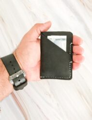 Minimal Black Leather Pocket Credit Cards Holder