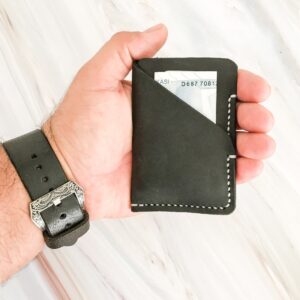 Minimal Black Leather Pocket Credit Cards Holder
